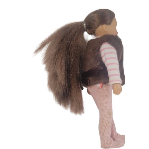Our Generation 7-Inch Mini  Doll Pink Stripes & Faux Fur Vest Battat Collectible - Picture 9 of 10